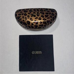 Guess Leopard Pattern Sunglasses Case with Embossed Cloth for Cleaning